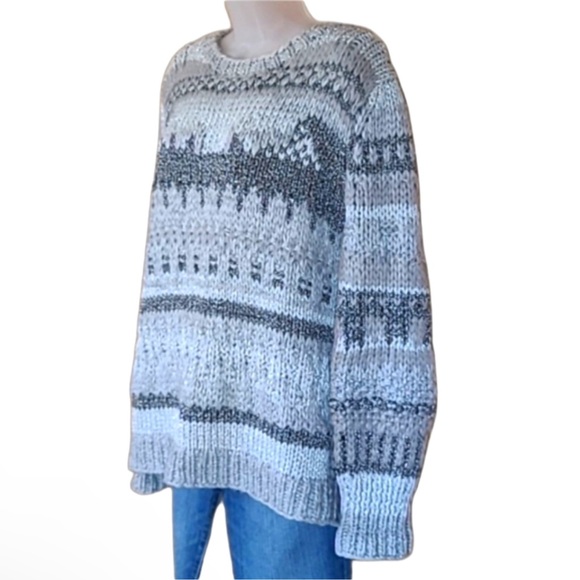 Michael Kors Pearl Heather Knit Sweater Metallic Boyfriend Slouchy XL EUC - Picture 5 of 13